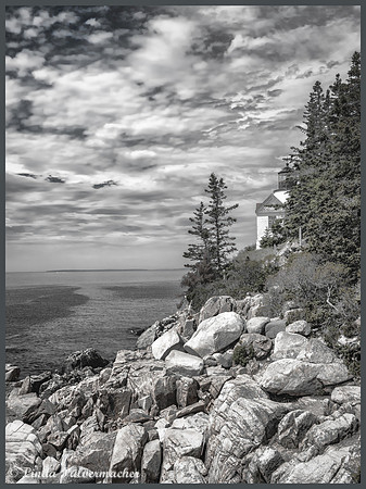 P6080825-Bass Head Light  Bar Harbor Maine Black and White